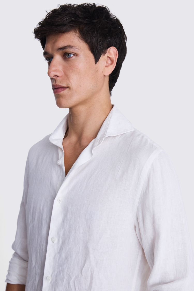 Tailored Fit Off White Linen Shirt   Buy Online at Moss