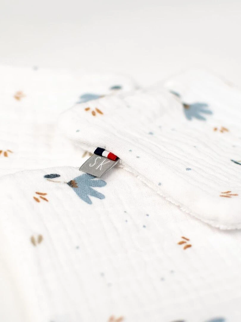 Lingettes bébé lavables 8 pièces Bleuet Blanc