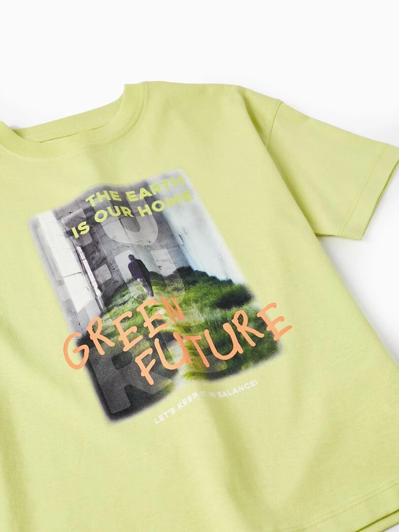 T shirt à manches courtes pour garçon 'Green Future' manches courtes   Vert clair