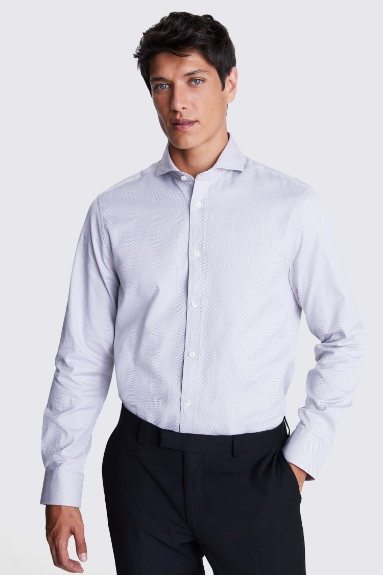 Tailored Fit Grey Single Cuff Dobby Shirt Buy Online at Moss