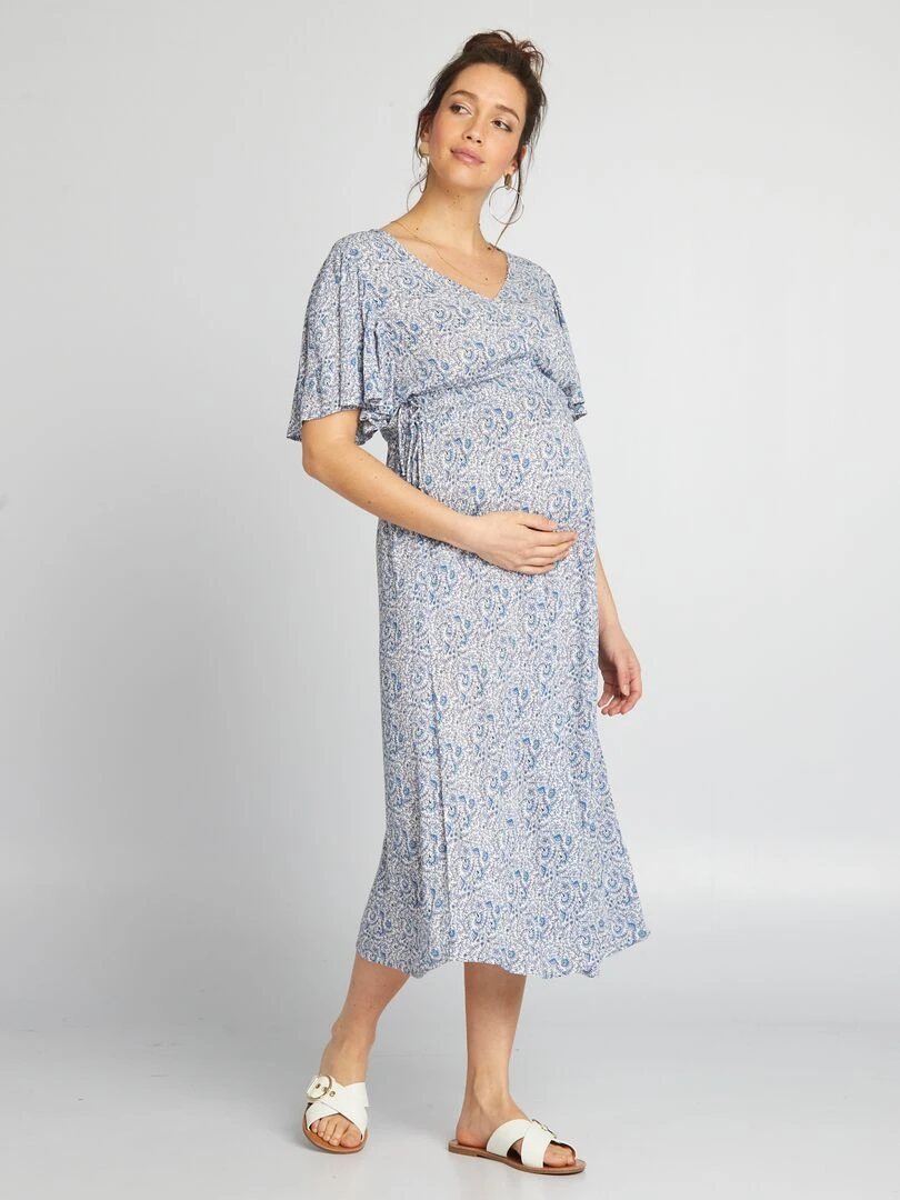 Robe longue de maternité   Bleu
