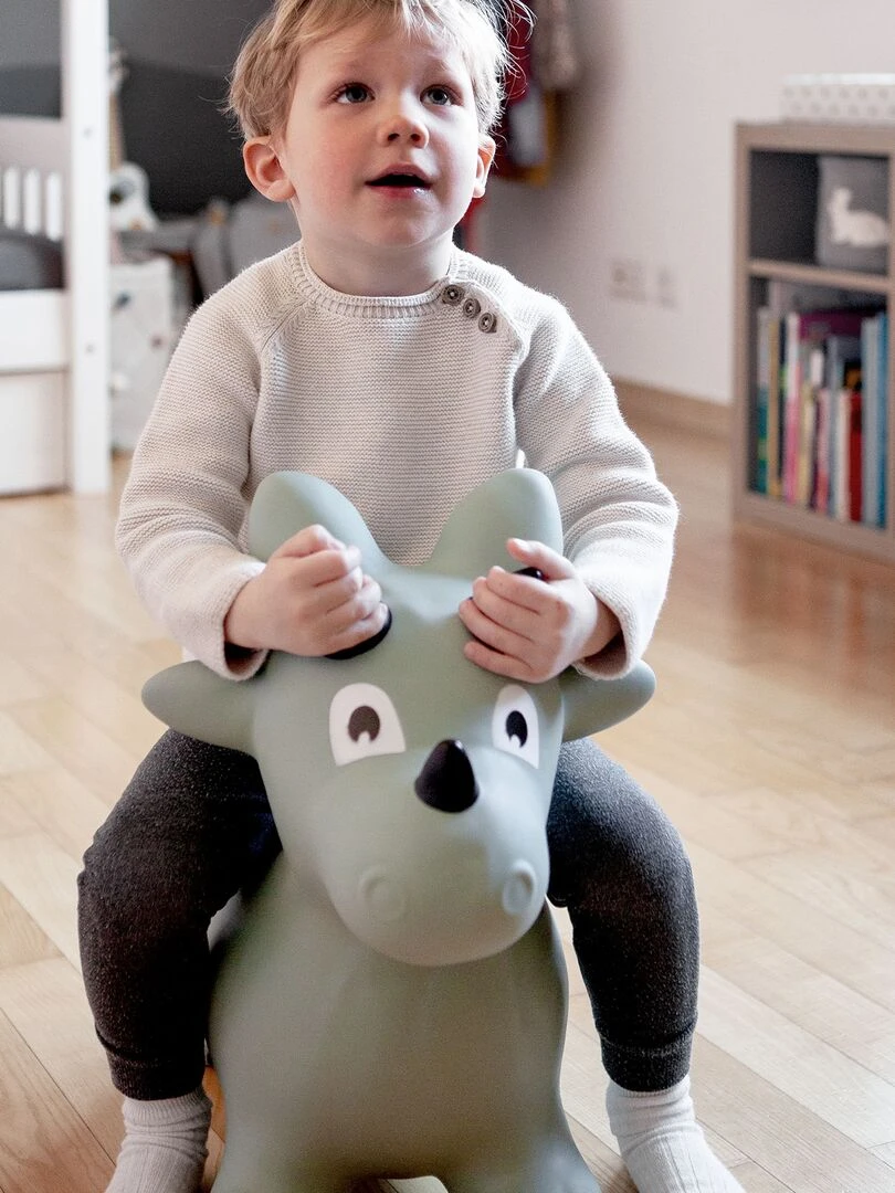 Animal sauteur gonflable en plastique dino   Vert kaki