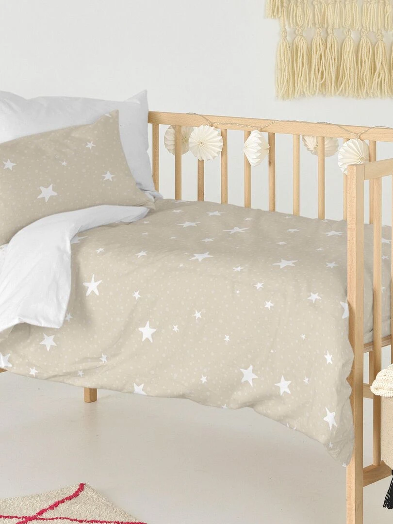 Parure housse de couette 2 pièces Little star "Happyfriday" Beige