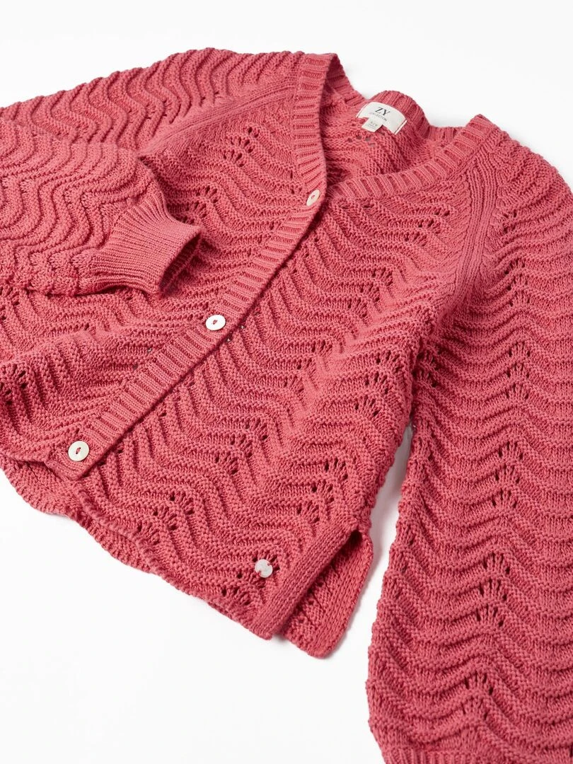 Gilet en Maille pour Fille  SPRING BEGINS   Rose foncé