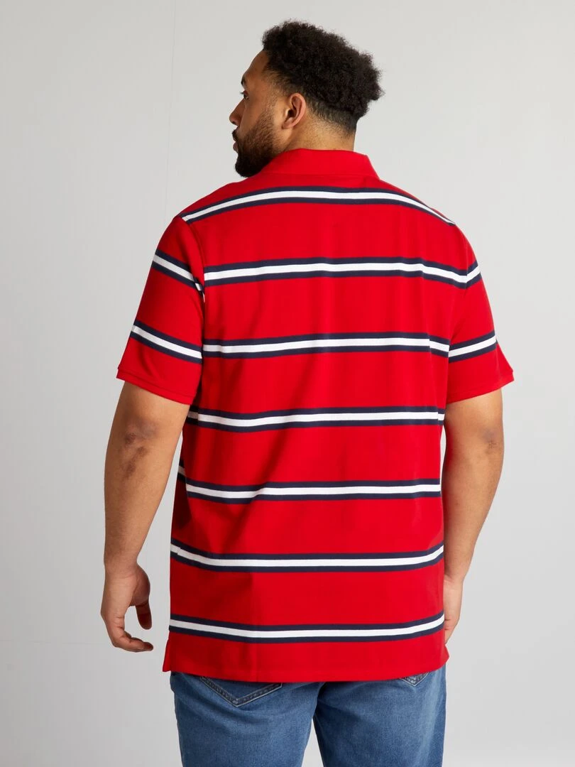 Polo en coton à rayures   rouge
