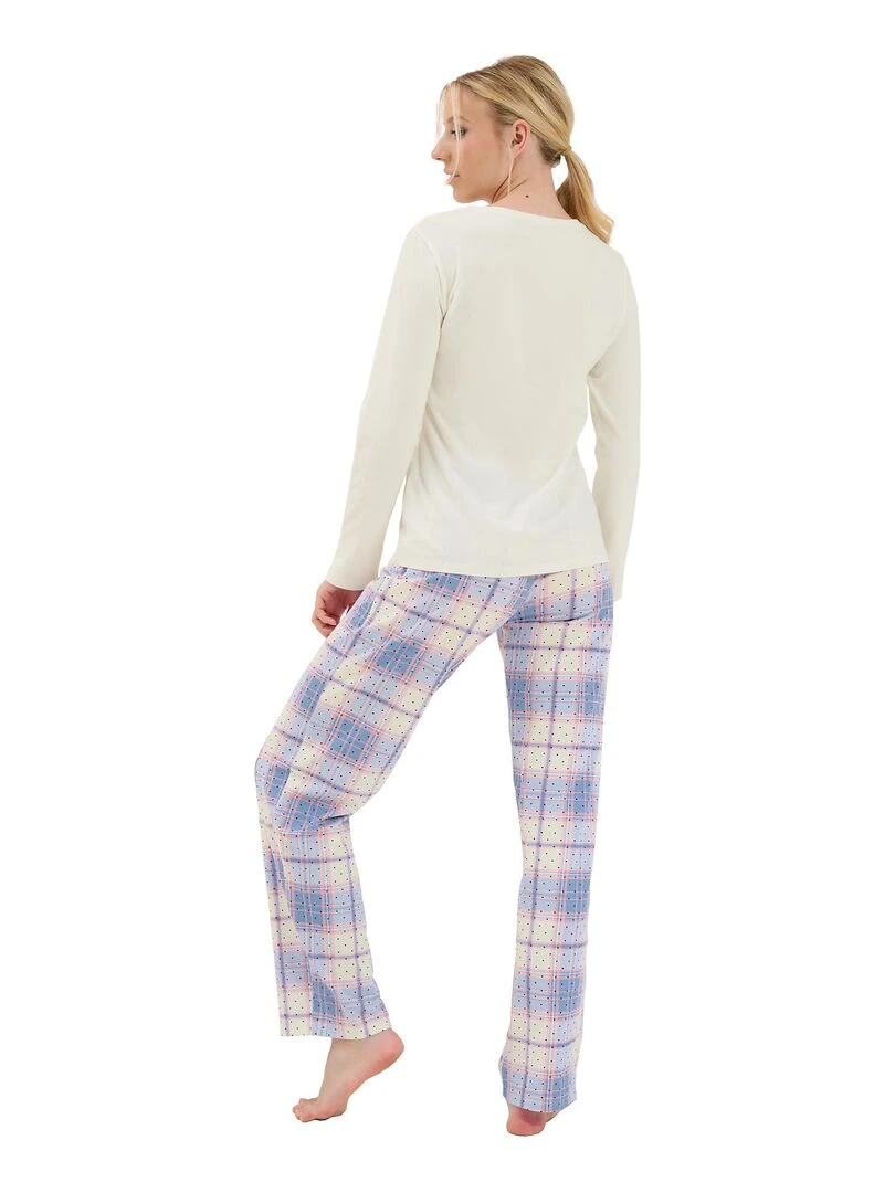 Pyjama pantalon top manches longues Holiday Ecru