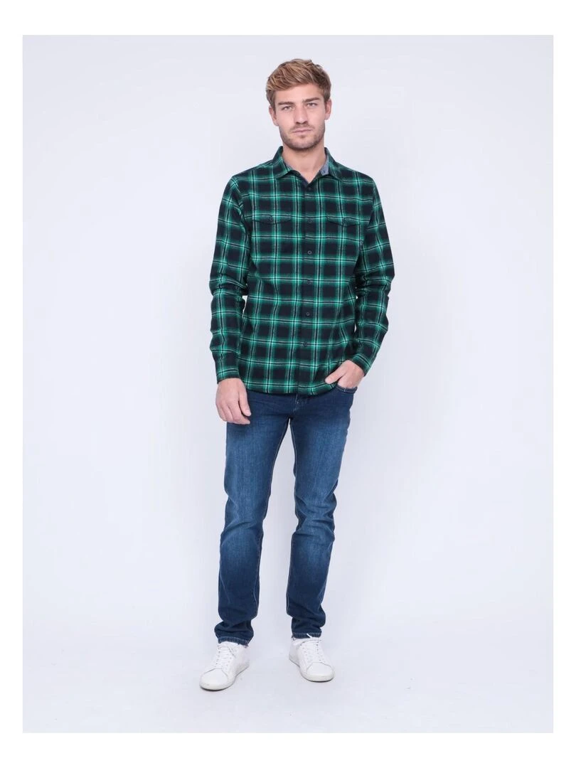 Chemise manches longues carreaux TORIKO   Vert