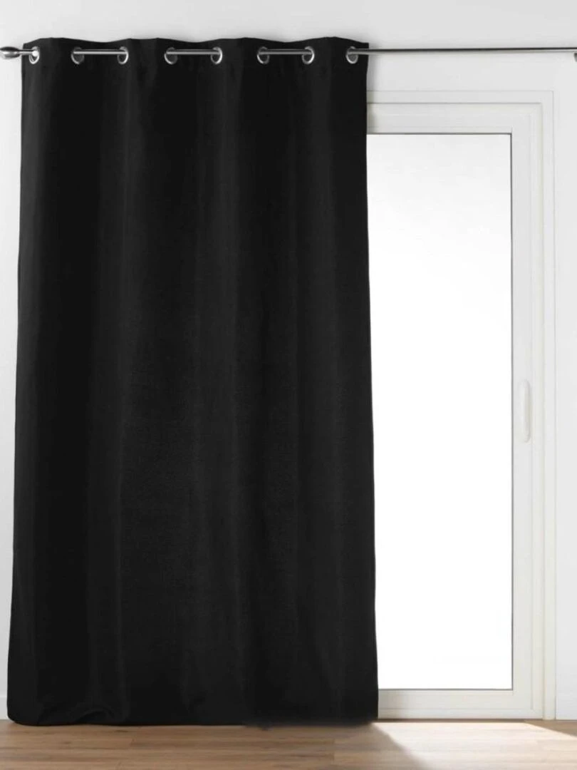 Rideau à œillets occultant isolant 135x260 cm Micropolar noir Noir