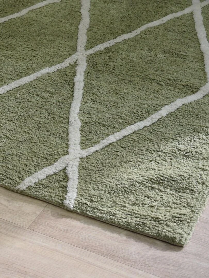 Future Home   Tapis style berbère tufté en coton kaki   Vert kaki