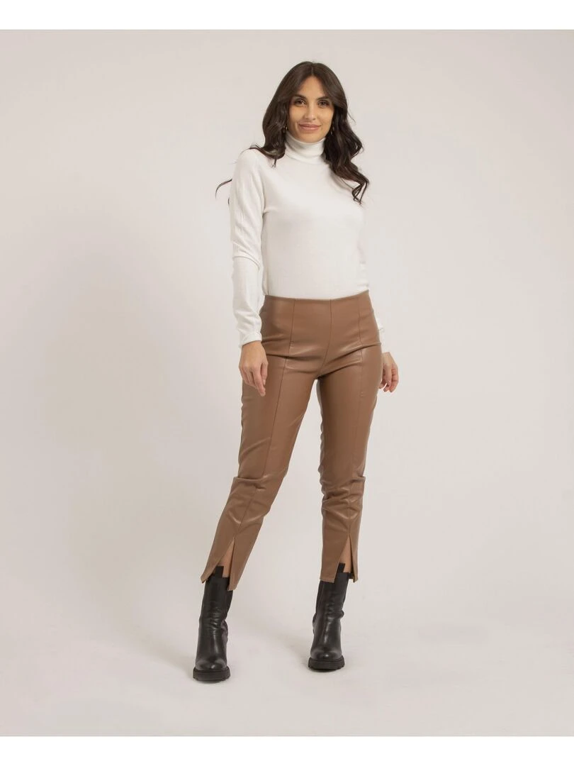 Pantalon legging simili cuir ELENA   Marron