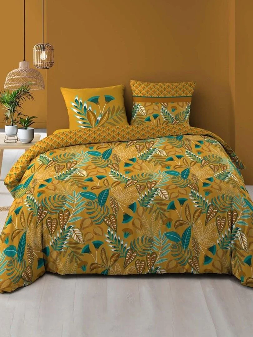 Housse de couette + taie(s) Tilda coton 57 fils Jaune