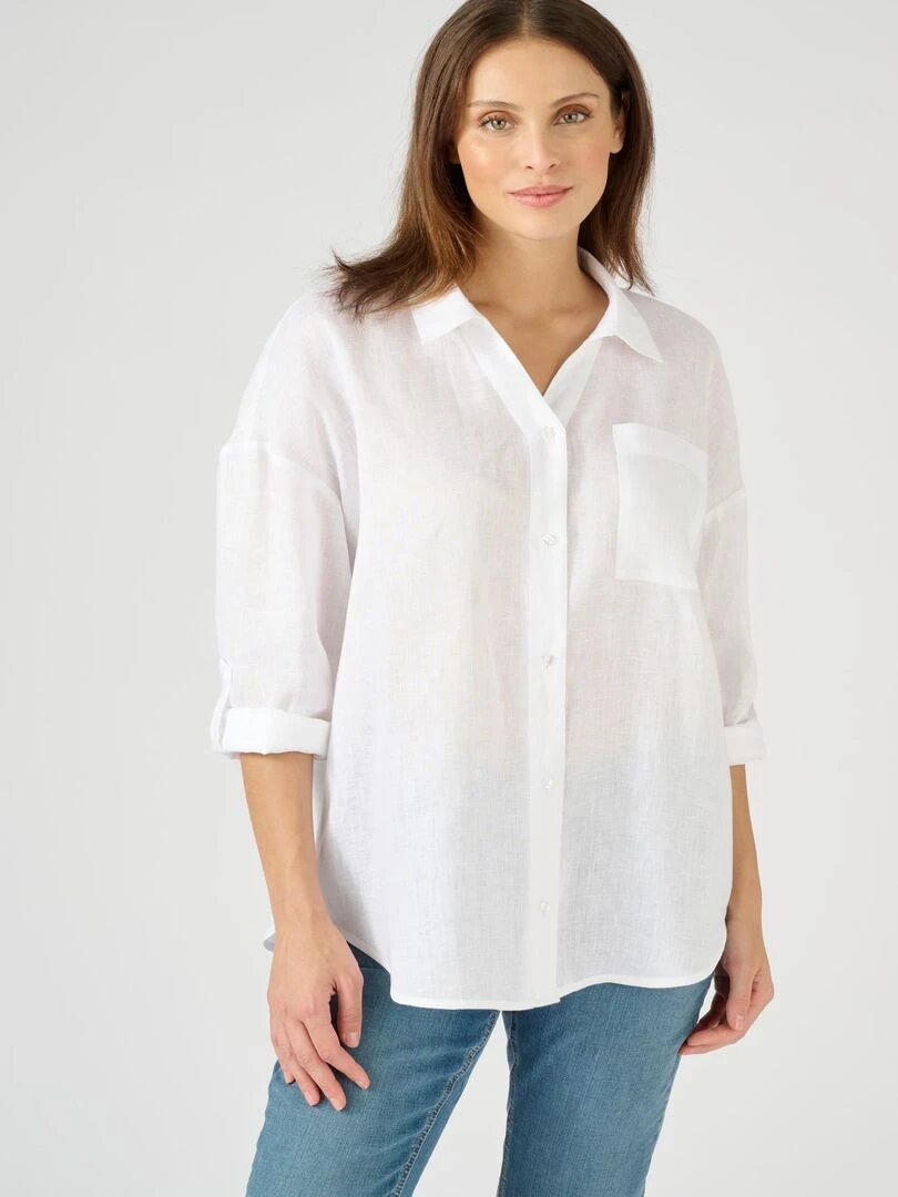 Chemise pur lin Damart Blanc