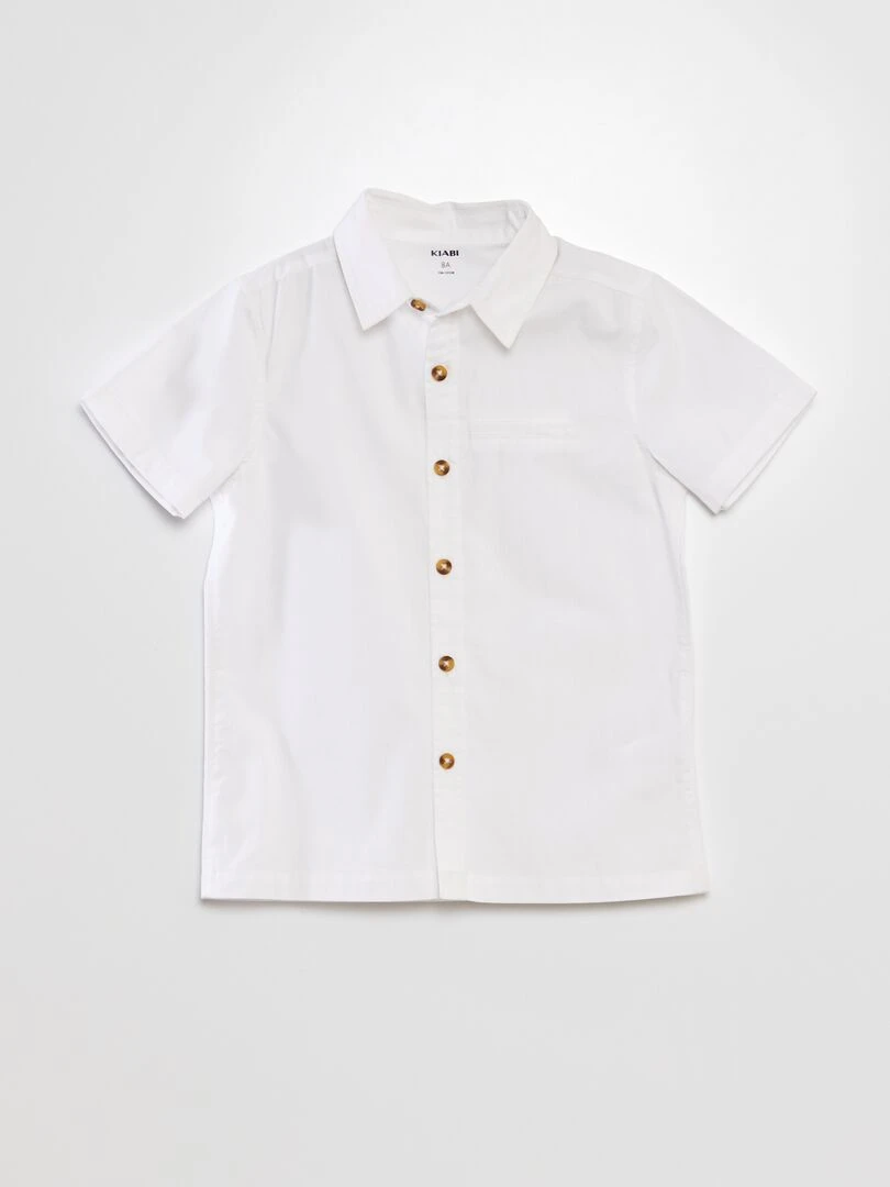 Chemise manches courtes unie blanc