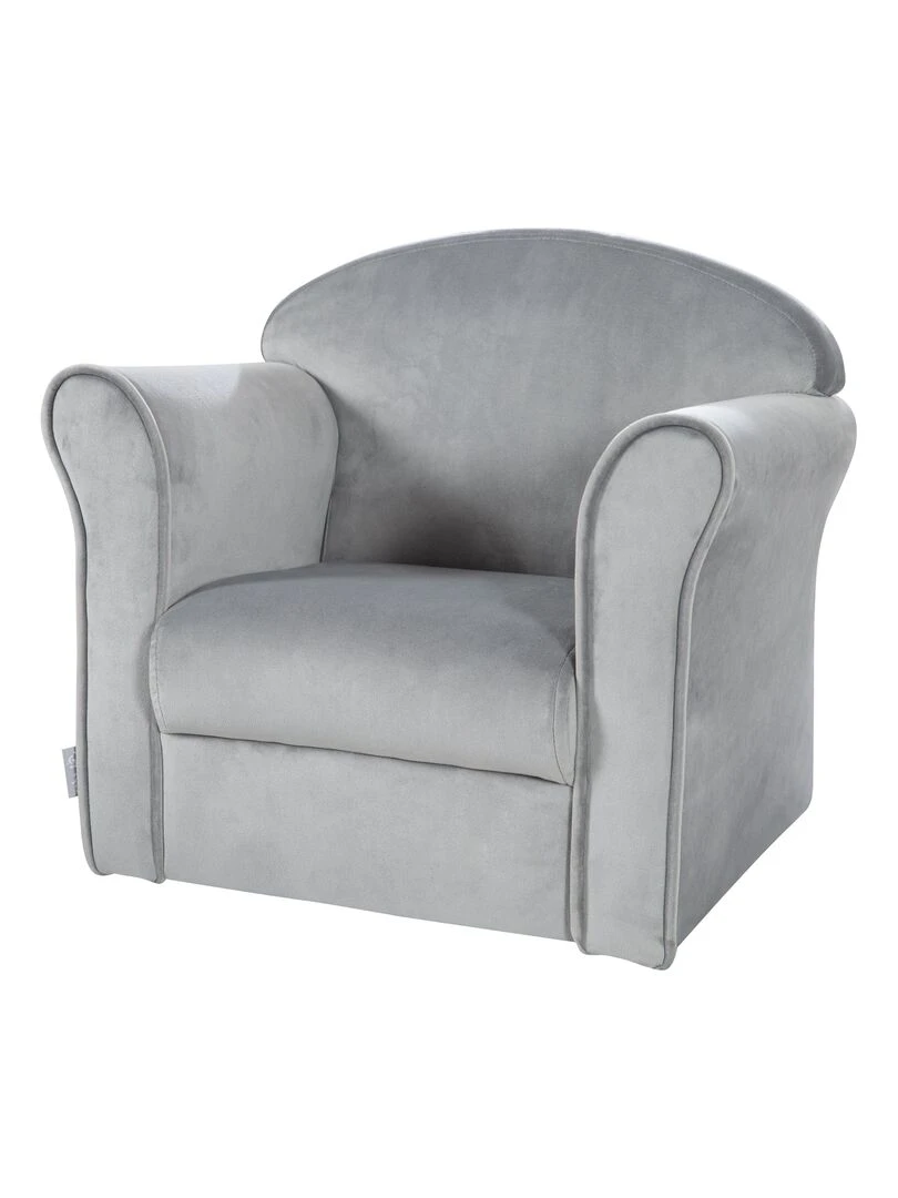 ROBA Fauteuil Club en Velours "Lil Sofa" Chaise Rembourrée avec Accoudoirs Confortable Gris Gris