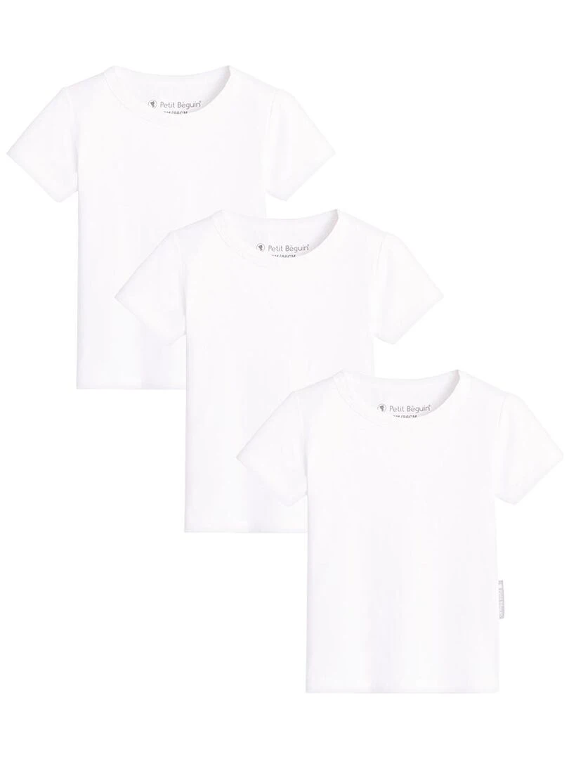 Lot de 3 maillots de corps manches courtes en coton Blanc