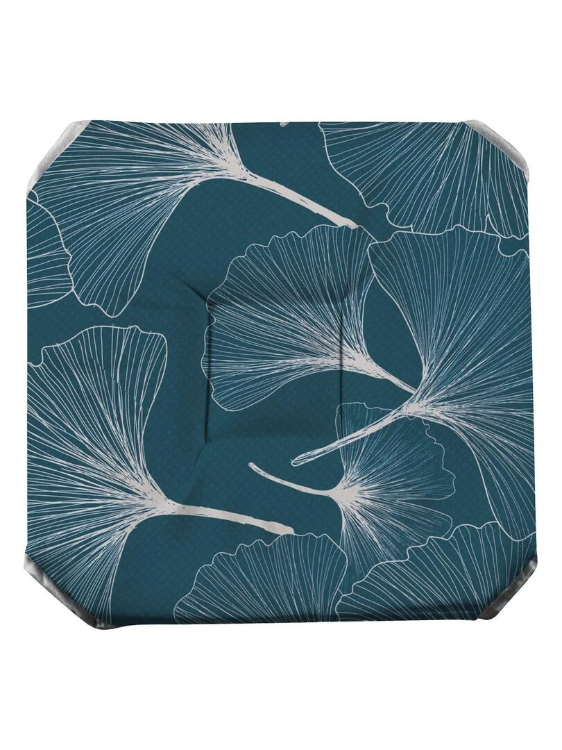 Galette de chaise anti taches à rabats Biloba bleu Bleu