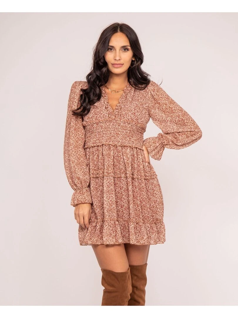 Robe courte motifs ISMAELLE Rouge brique