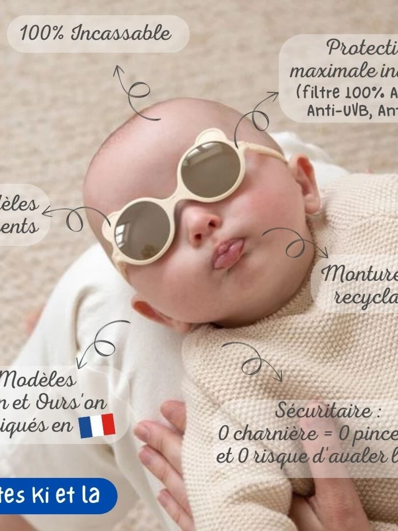 Lunettes de soleil OURS'ON 1 2 ans Peach Rose