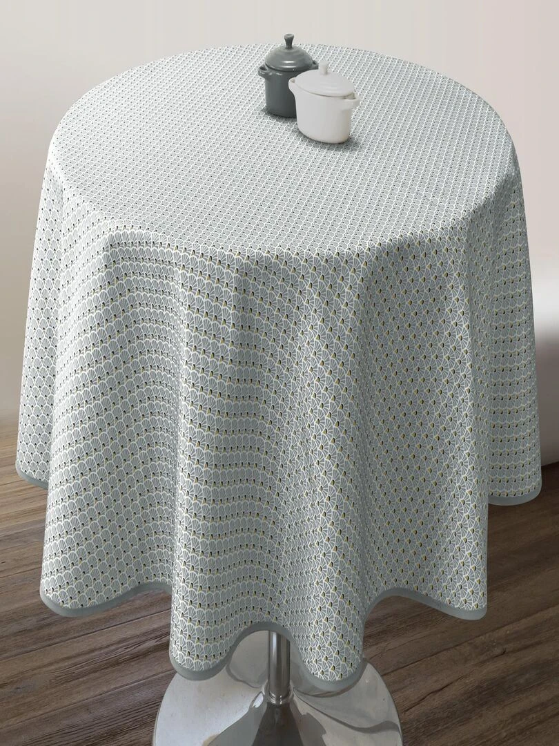 Nappe Anti taches Paon gris Ovale 150 x 240 cm Gris