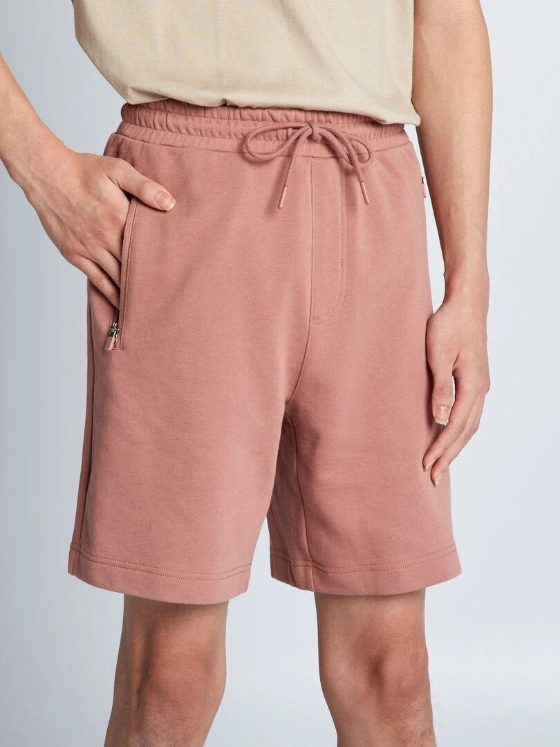 Short en molleton avec poches zippées   Marron