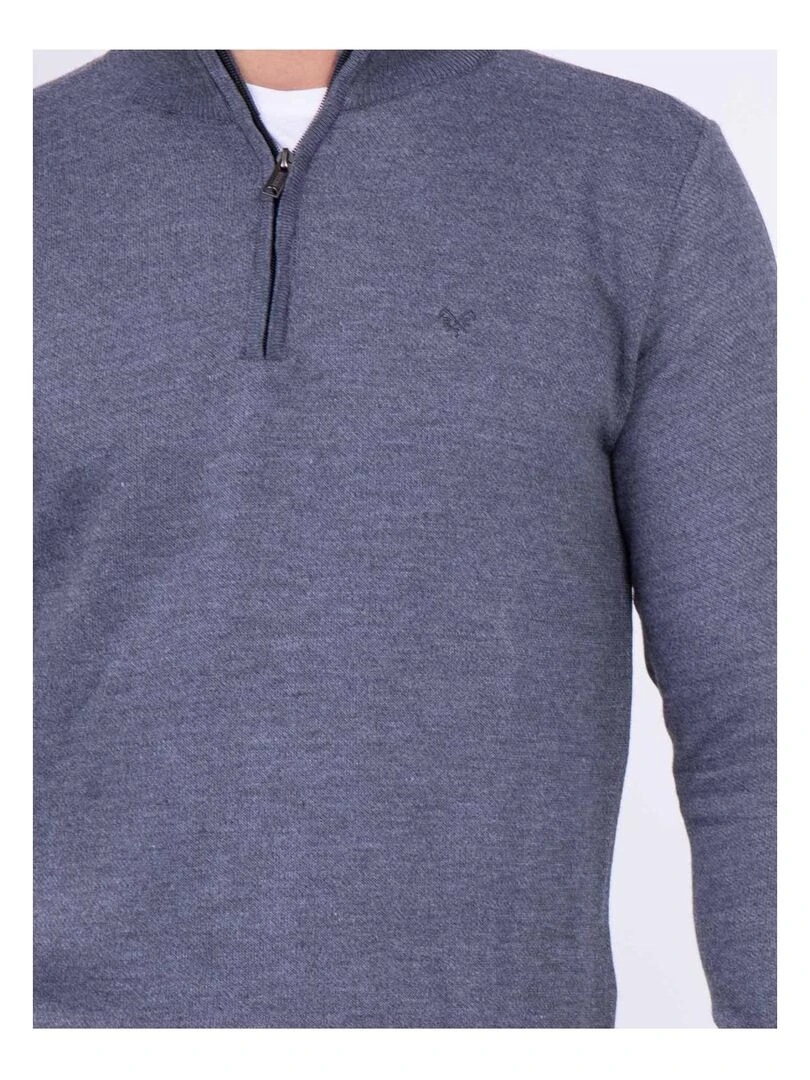 Pull col montant zippé LARKO   Gris foncé