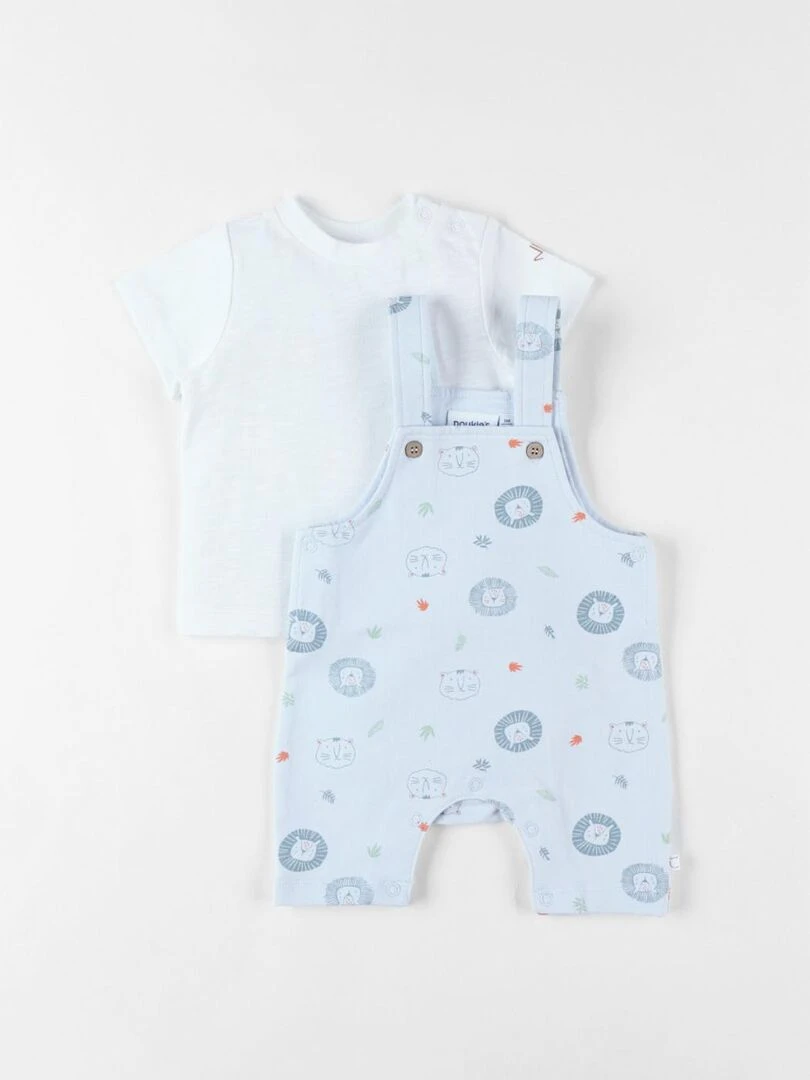 Set salopette + t shirt ciel Noukie's Bleu