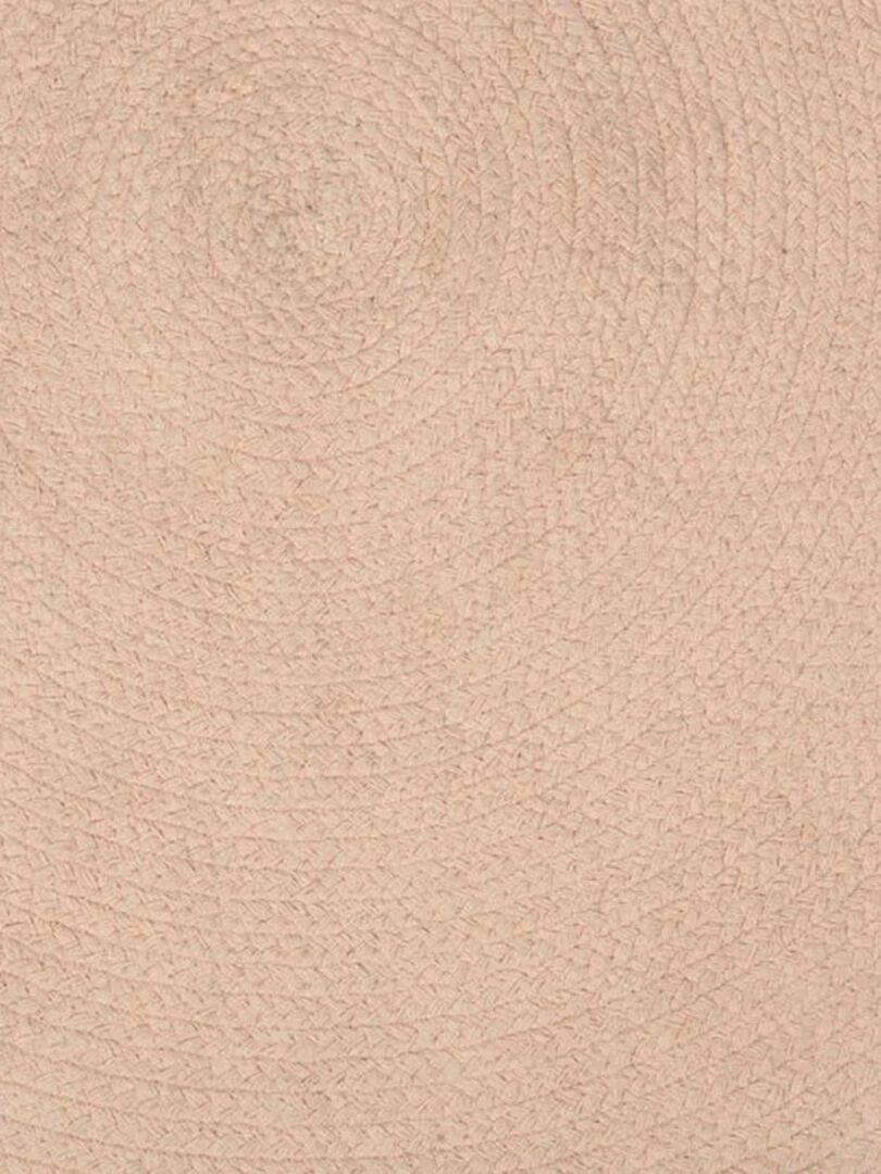 Tapis rond pompons rose coton D90   Rose