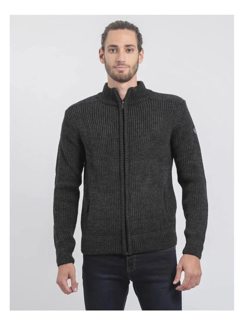 Gilet zippé col montant LACHILI Gris foncé