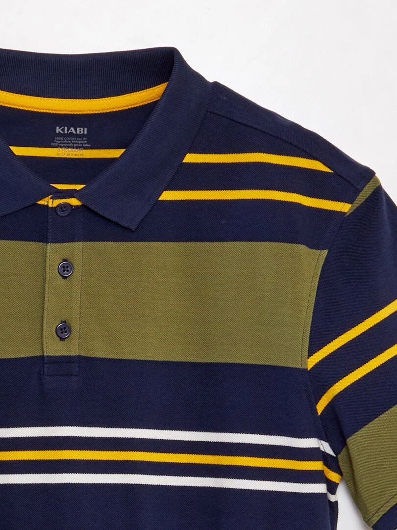 Polo en piqué de coton   Vert/bleu