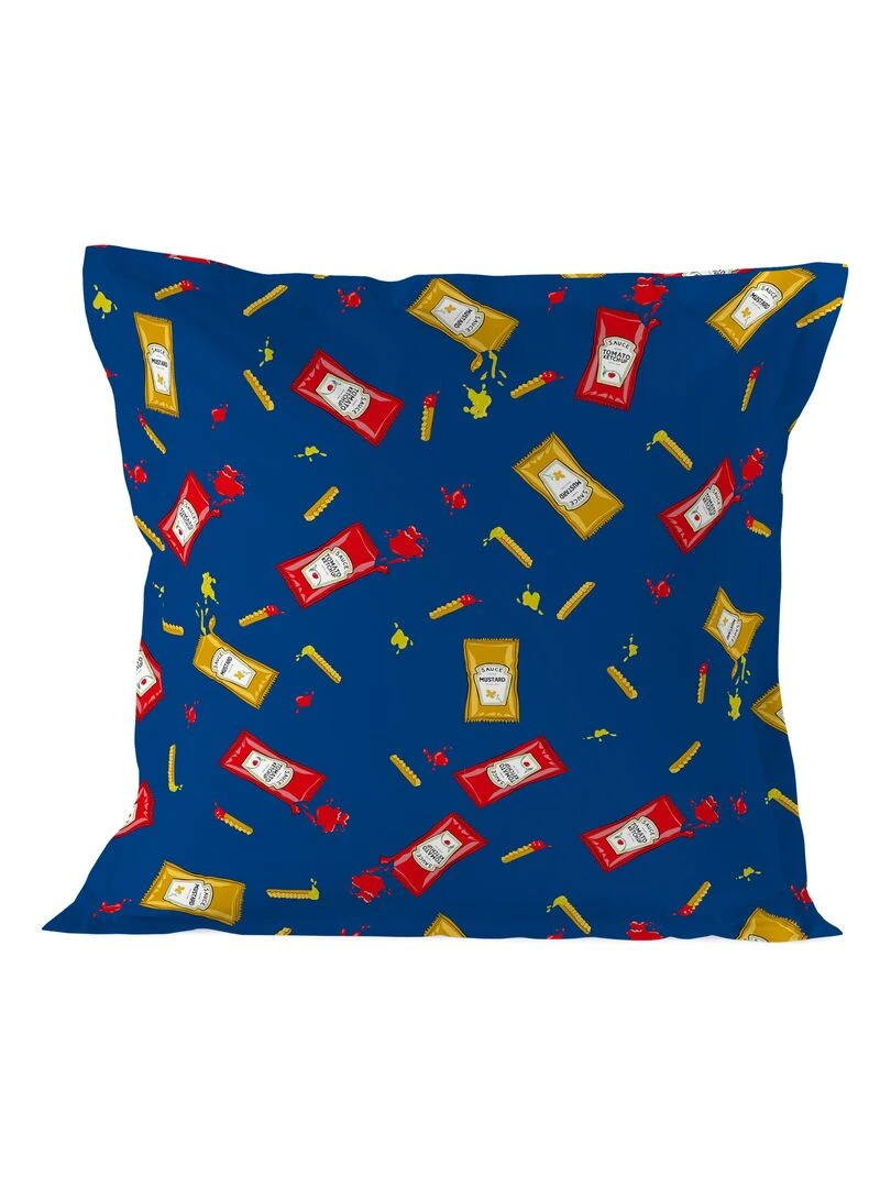 Taie d'oreiller Hotdog "Happyfriday"   Bleu Jaune