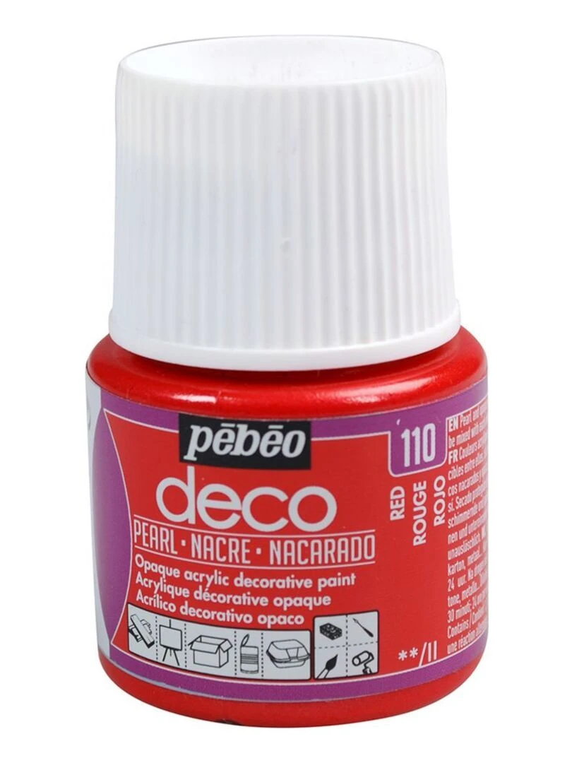 Peinture acrylique opaque nacrée Rouge 45 ml N/A