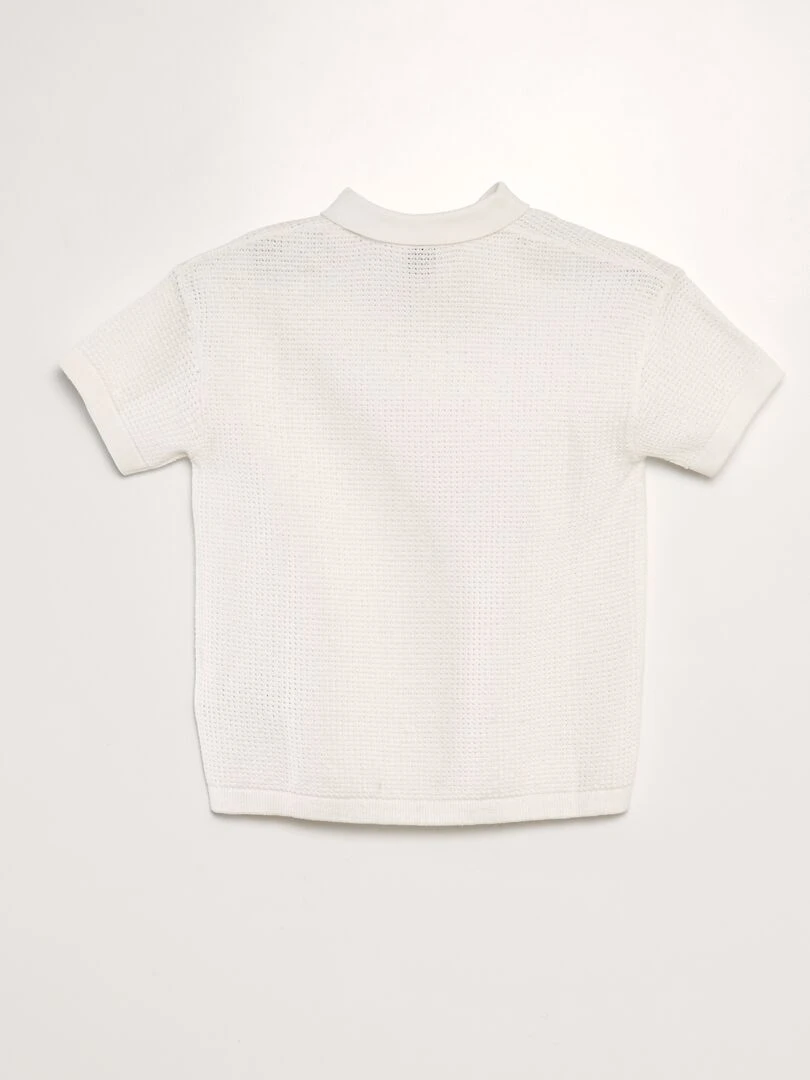 Polo maille tricot coupe loose blanc
