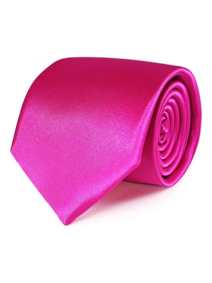 Cravate Satin Unie Fabriqué en Europe Rose fushia