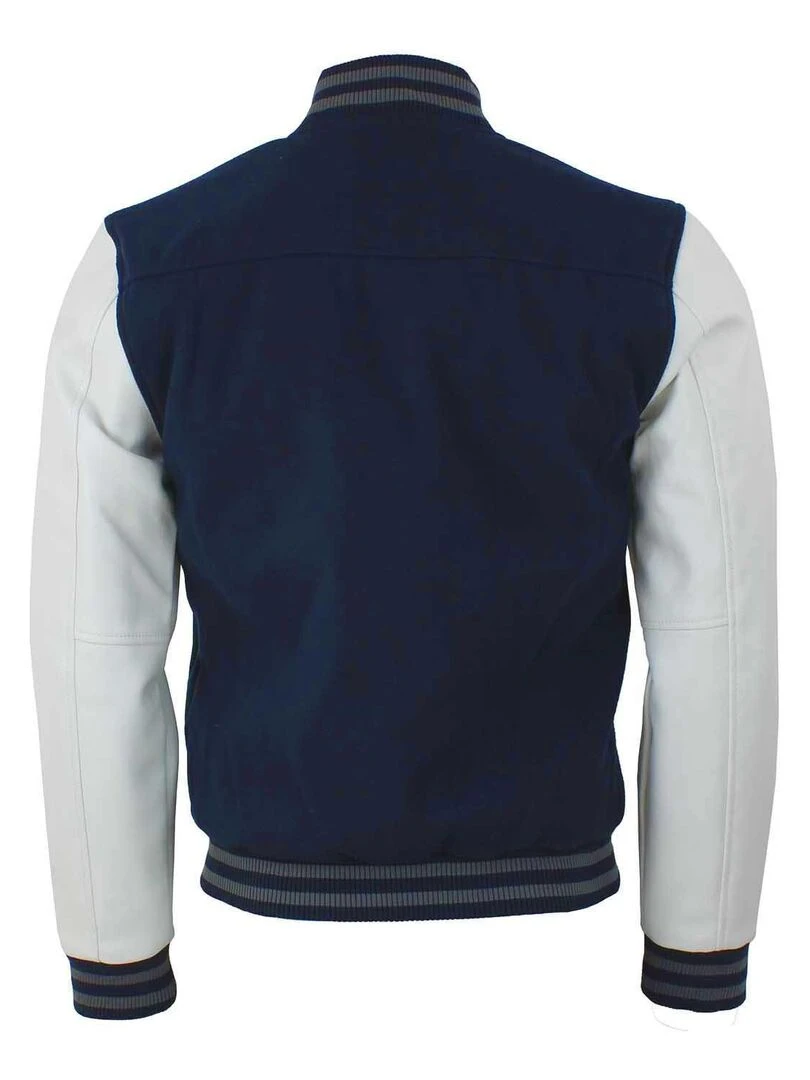 Blouson Teddy bi matière homme CORTY SRK Bleu marine