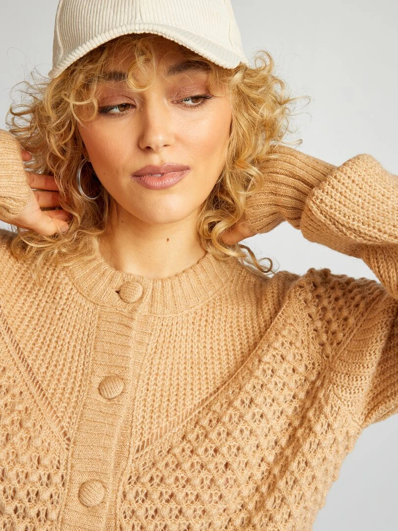 Gilet en maille mousse et fantaisie   Beige