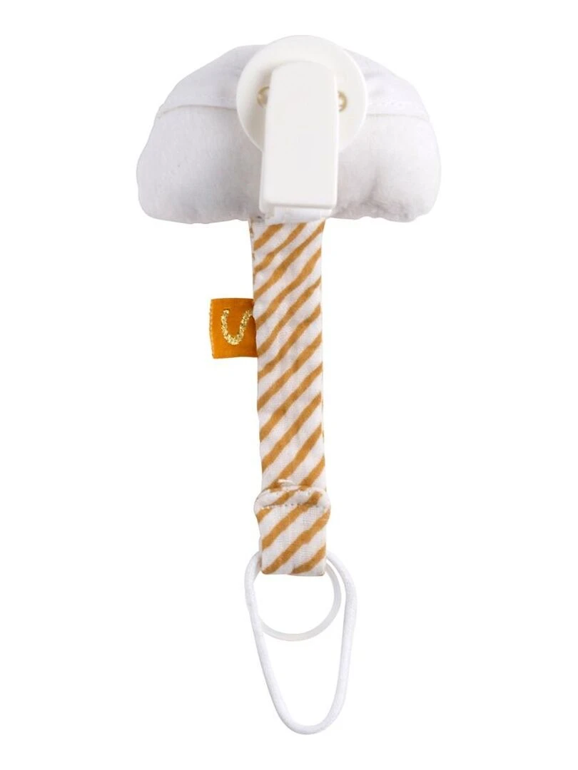 Attache tétine bébé en velours blanc Arc en ciel SAUTHON Blanc