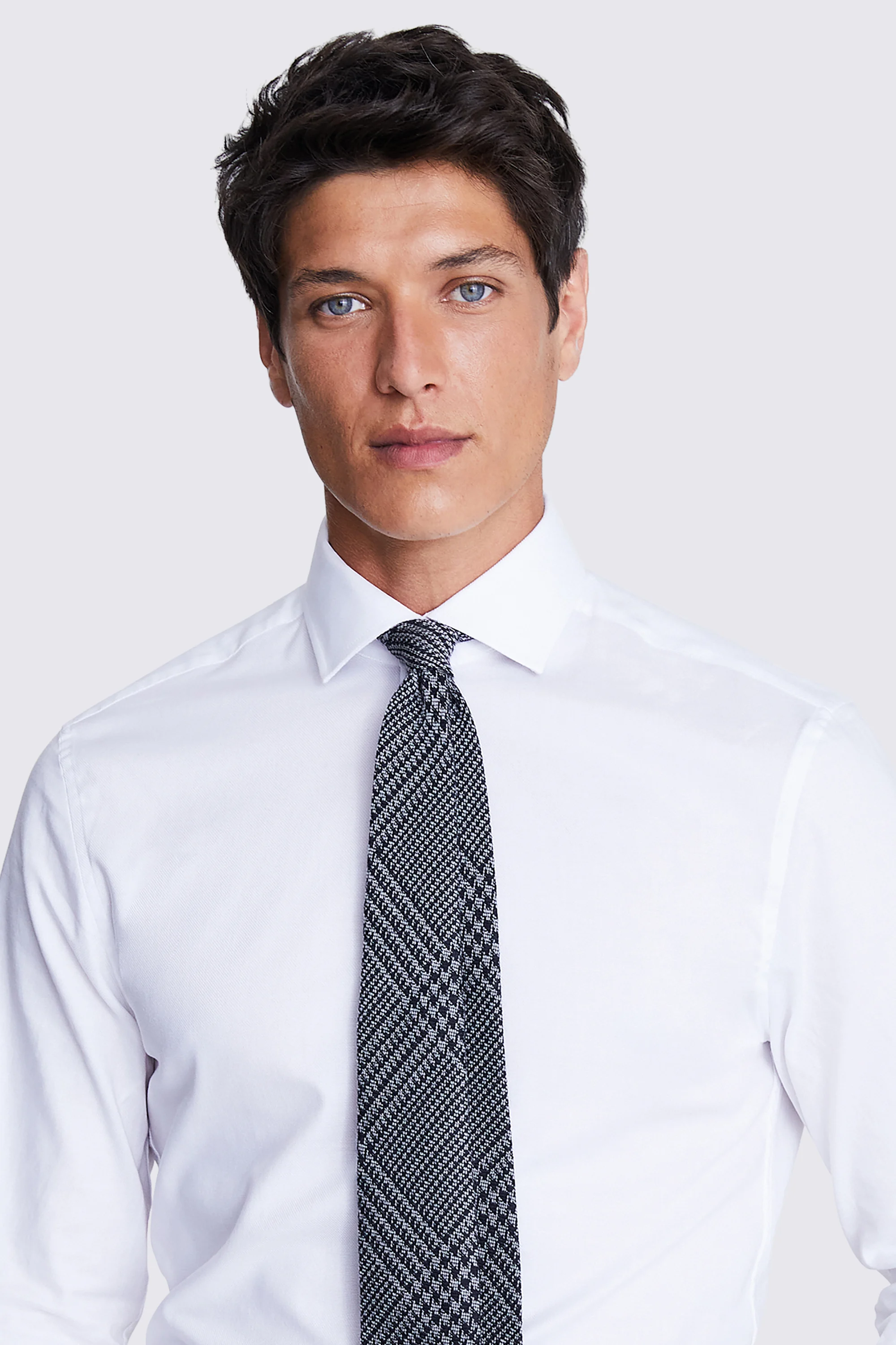 Navy & Grey Oversized Prince of Wales Check Tie   Buy Online at Moss