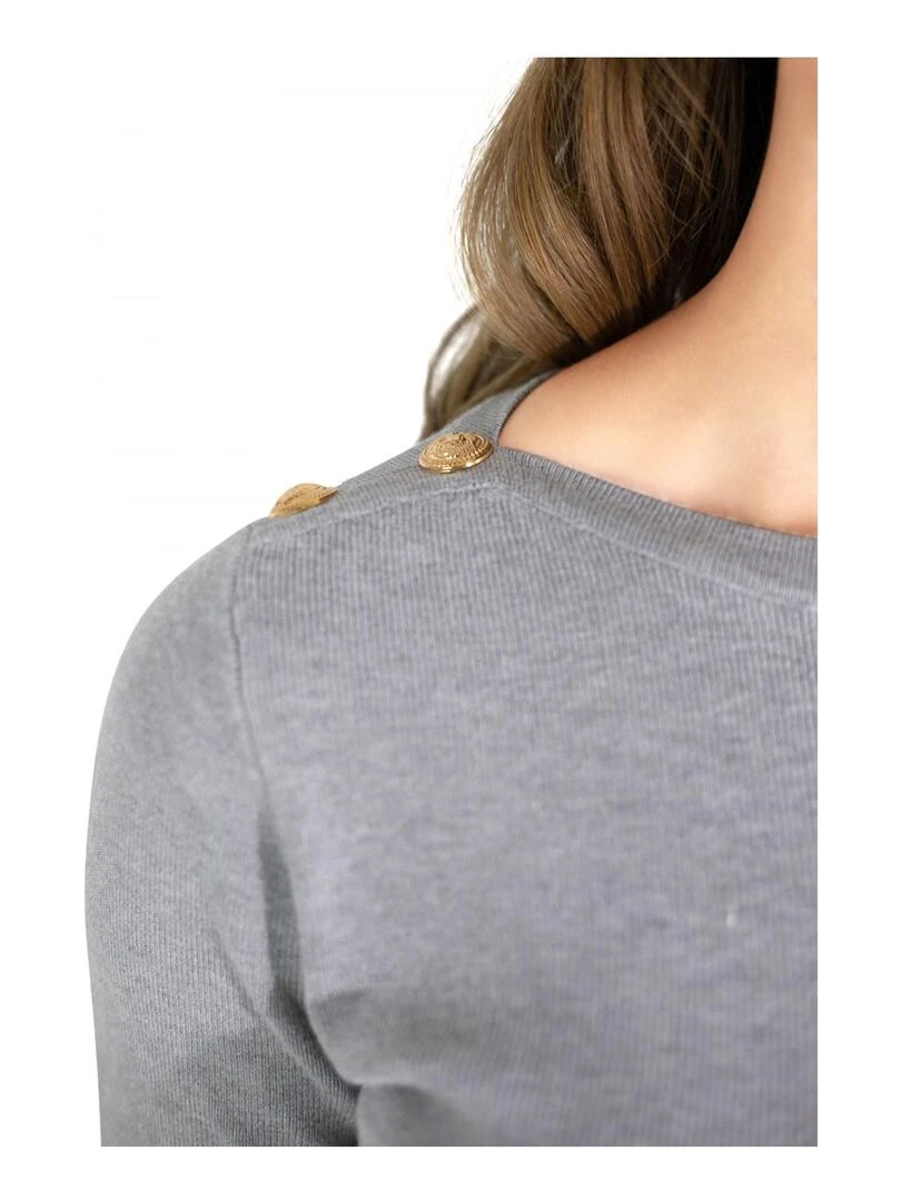 Robe Pull bouton doré Kebello   Gris