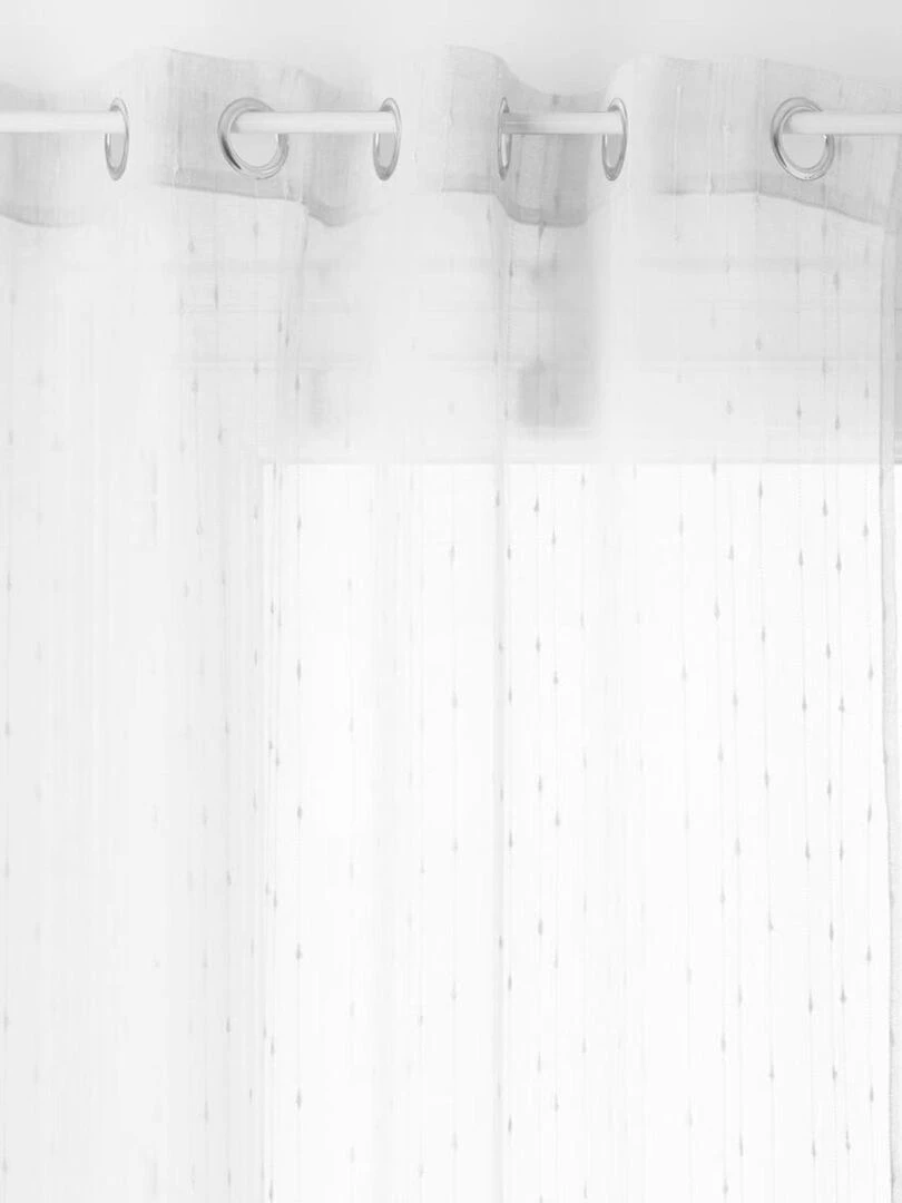 Voilage avec fines rayures verticales à oeillets   Blanc