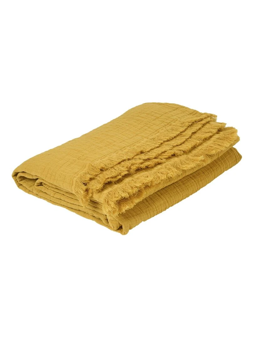 Plaid gaze de coton matelassé Jaune