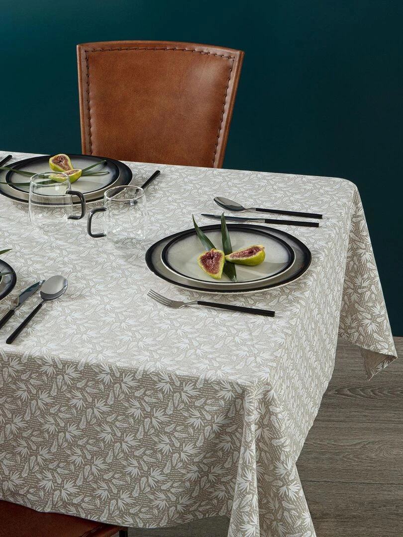 Nappe rectangulaire imprimée Palm Beige clair