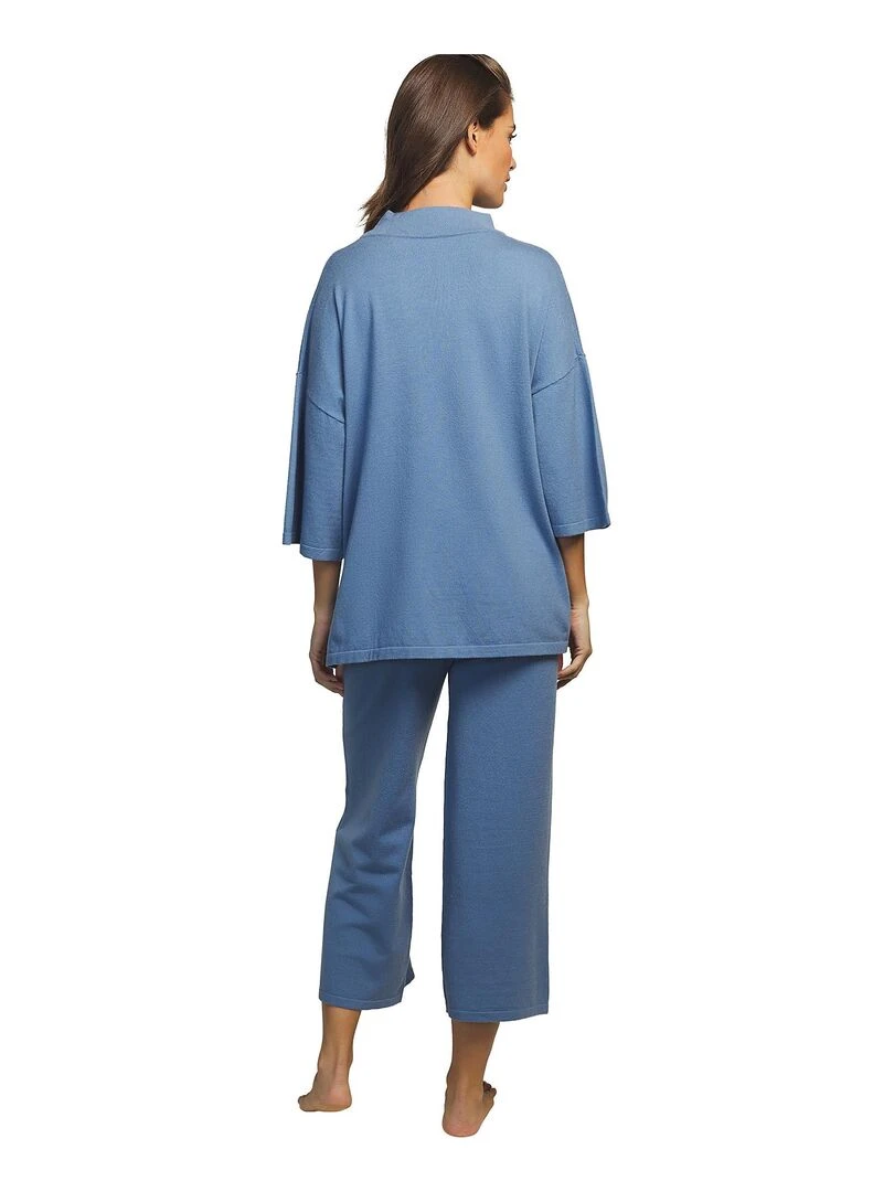 Tenue détente et intérieur pyjama pantacourt tunique Tricot Bleu