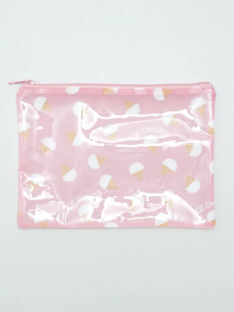 Trousse plastique imprimée Rose