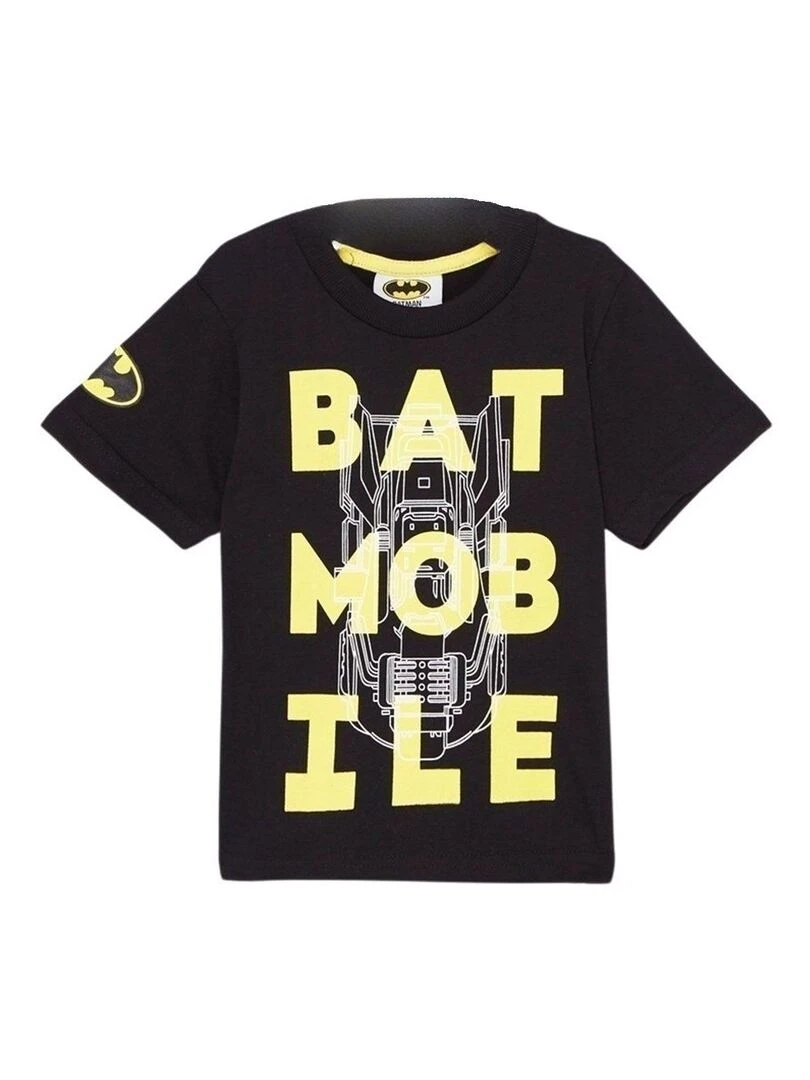 DC Comics T shirt garçon imprimé Batman en coton Noir