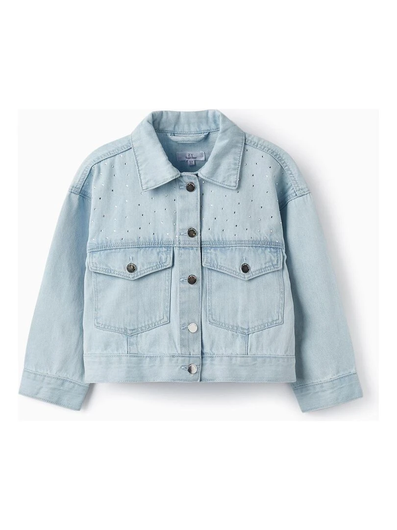 Veste en jean en coton avec des brillants pour fille 'Special Days' LETS PARTY Bleu clair