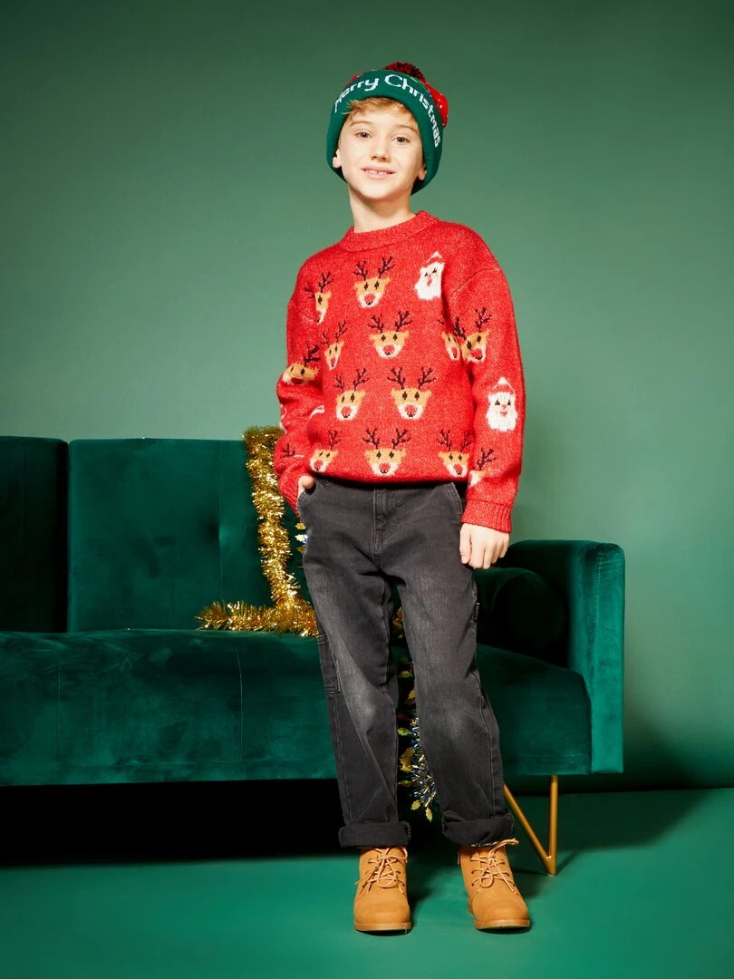 Pull de Noël en maille Rouge