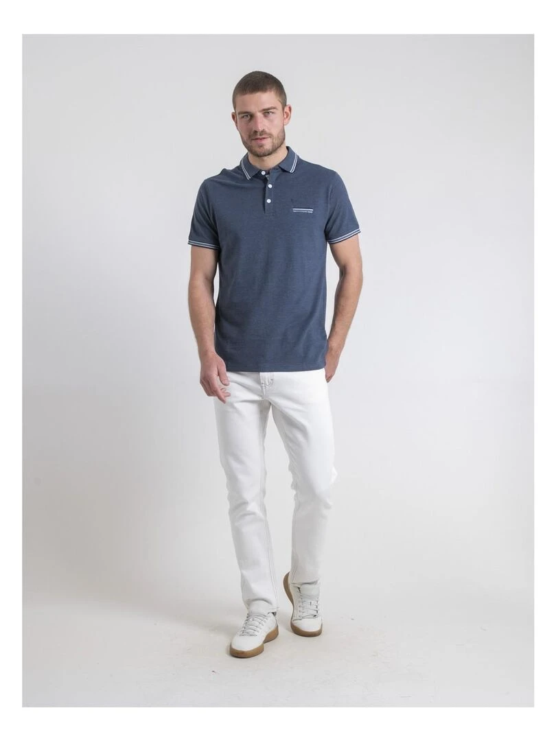 Polo manches courtes pur coton PIGUSTAVE   Bleu marine