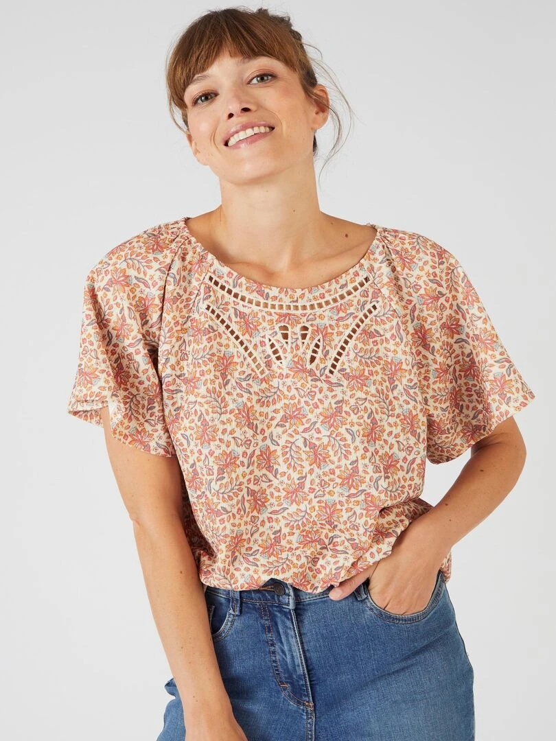 Tee shirt maille souple texturée Damart Beige