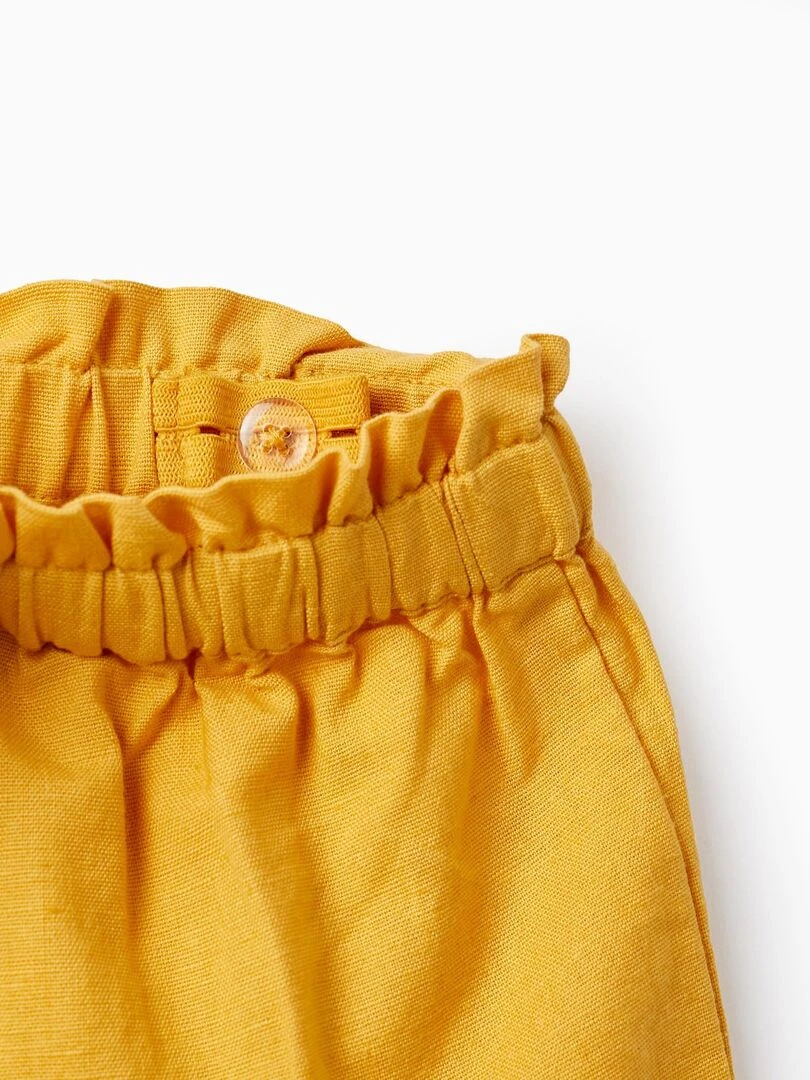 Shorts avec nœud et détails brodés pour bébé fille   Jaune