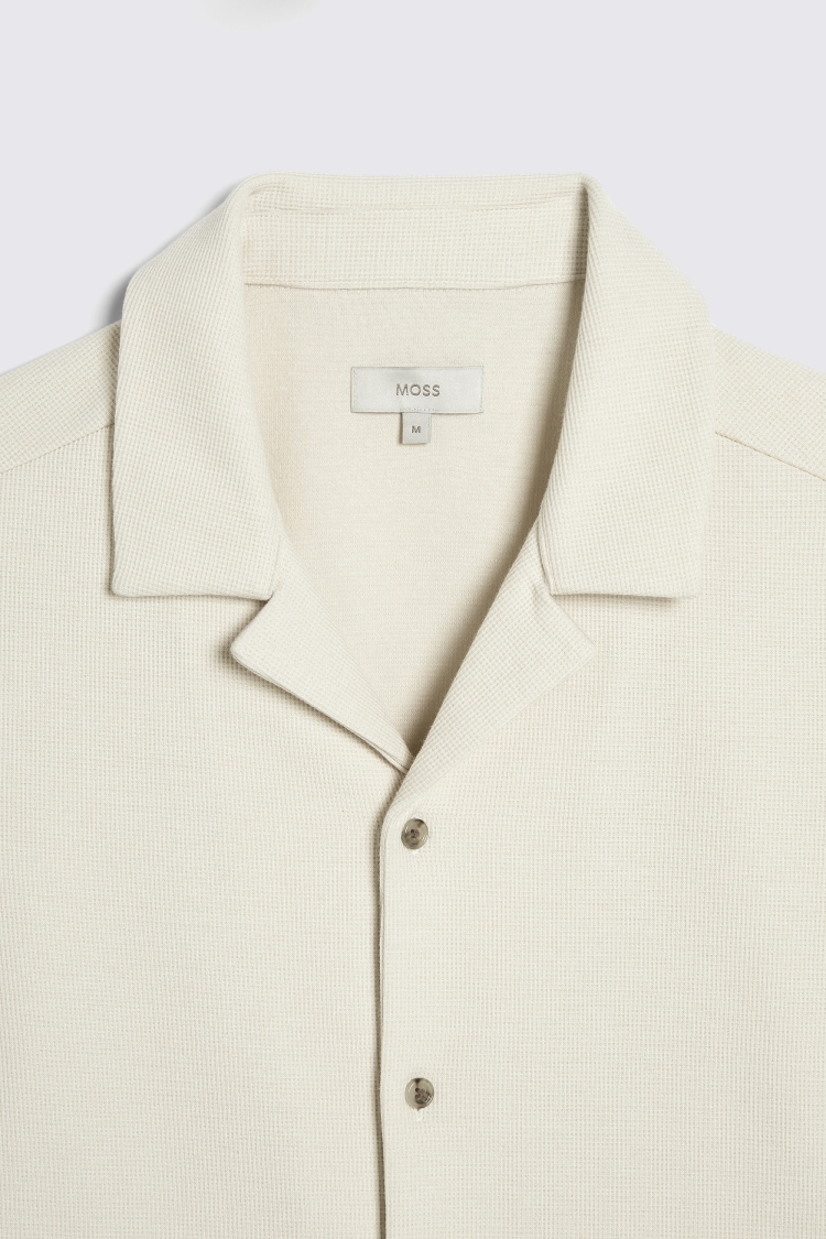 Ecru Knitted Cuban Collar Shirt   Buy Online at Moss